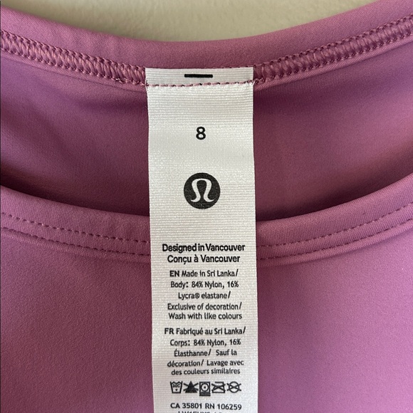 NWT Lululemon Nulux Racerback Cropped Run Tank Size 8 Velvet Dust Pink Size 8 - Picture 2 of 6